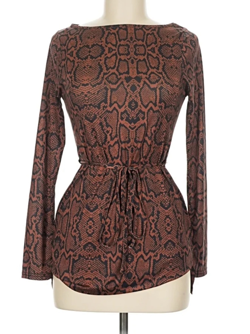 River Island Brown and Black Snake-Print Top